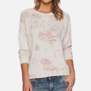 IRO Cenix Woman's Cream Off White Distressed Raw Hem Sweatshirt